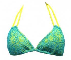 Two-tone Lace Triangle Top & Side-tie Bottom